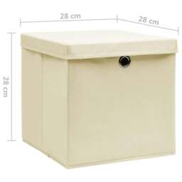 Rackhams Storage Boxes with Covers 4 pcs 28x28x28 cm Cream - thumbnail 6