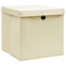 Rackhams Storage Boxes with Covers 4 pcs 28x28x28 cm Cream - thumbnail 2