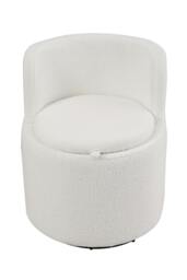 Rackhams 360° Upholstered Sherpa Swivel Chair with Storage - White - One Size - thumbnail 4