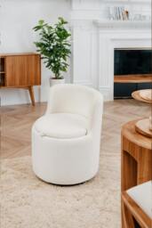 Rackhams 360° Upholstered Sherpa Swivel Chair with Storage - White - One Size - thumbnail 1