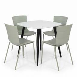 Rackhams Aspen Dining Set - White Square Table & 4 Bali Dining Chairs - White - thumbnail 3