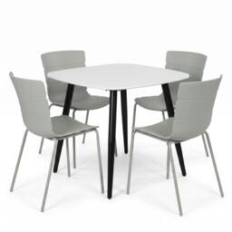 Rackhams Aspen Dining Set - White Square Table & 4 Bali Dining Chairs - White - thumbnail 4