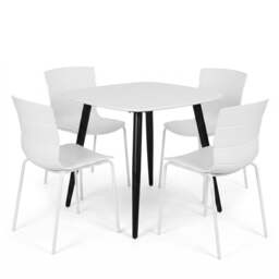 Rackhams Aspen Dining Set - White Square Table & 4 Bali Dining Chairs - White - thumbnail 1