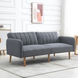 Rackhams 3 Seater Sofa Bed w/ Adjustable Backrest for Living Room - Grey - thumbnail 1
