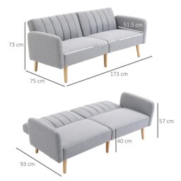 Rackhams 3 Seater Sofa Bed w/ Adjustable Backrest for Living Room - thumbnail 4