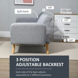 Rackhams 3 Seater Sofa Bed w/ Adjustable Backrest for Living Room - thumbnail 6