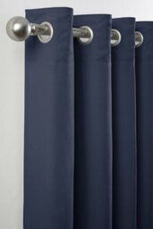Rackhams Pure Washed Linen Lined Eyelet Curtains - Navy - Width 167cm x Drop 182cm - Navy - thumbnail 4