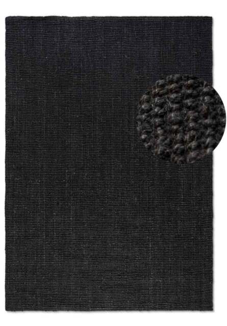 Rackhams Handwoven Jute Black Rug – Natural Colour - 60X90 cm - image 1