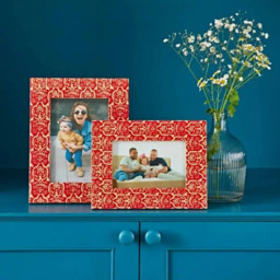 "Rackhams Vidya Red Patterned Photo Frame - 6"" x 4""" - thumbnail 2