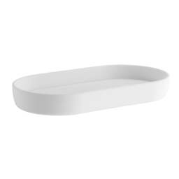 "Rackhams Freestanding White Soap Dish 18 x 9.5cm (7"" x 3.7"") Smooth Plastic Soap Tray for Bath Sink Shower Bathroom"