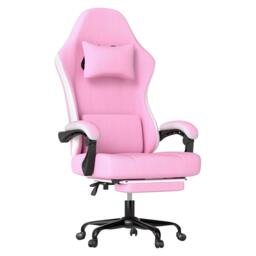Rackhams Office Desk Chair Fabric Gaming Recliner Adjustable Height Swivel Pink