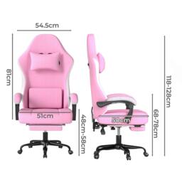 Rackhams Office Desk Chair Fabric Gaming Recliner Adjustable Height Swivel Pink - thumbnail 3
