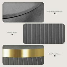 Rackhams Velvet-Feel Storage Ottoman - Grey - thumbnail 5