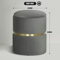 Rackhams Velvet-Feel Storage Ottoman - Grey - thumbnail 3
