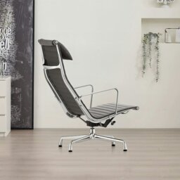 Rackhams Qureshi Swivel Office Chair With Footstool, Black Leather - thumbnail 3
