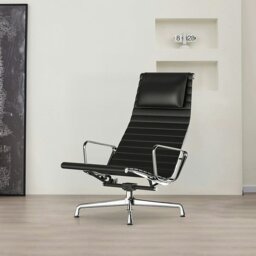 Rackhams Qureshi Swivel Office Chair With Footstool, Black Leather - thumbnail 1