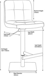 Rackhams Allegro Signature Real Leather Adjustable Swivel Bar Stool with Square Base & Chrome Frame - thumbnail 4