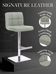 Rackhams Allegro Signature Real Leather Adjustable Swivel Bar Stool with Square Base & Chrome Frame - thumbnail 2