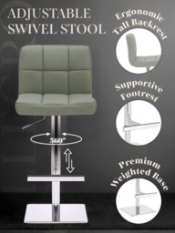 Rackhams Allegro Signature Real Leather Adjustable Swivel Bar Stool with Square Base & Chrome Frame - thumbnail 3