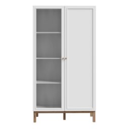 Rackhams Wensley Display Cabinet with 1 Door and  1 Glass Door in Light Grey and Oak - Full Assembly Required - Light Grey & Oak - Matt - thumbnail 2