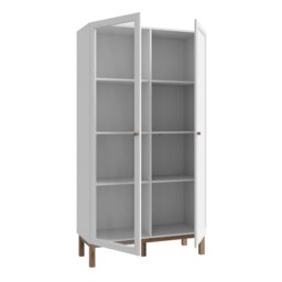 Rackhams Wensley Display Cabinet with 1 Door and  1 Glass Door in Light Grey and Oak - Full Assembly Required - Light Grey & Oak - Matt - thumbnail 3