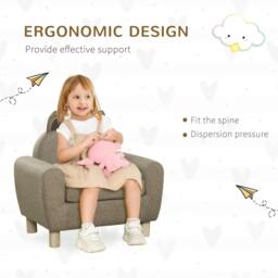 Rackhams Kids Sofa Toddler Chair Children Armchair for Preschool Bedroom Playroom with Ear Modeling Wood Brown - thumbnail 5