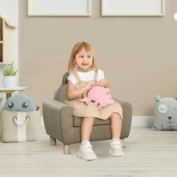Rackhams Kids Sofa Toddler Chair Children Armchair for Preschool Bedroom Playroom with Ear Modeling Wood Brown - thumbnail 2