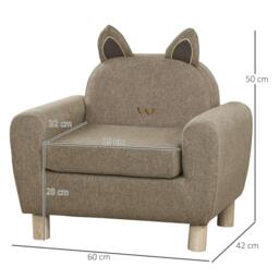 Rackhams Kids Sofa Toddler Chair Children Armchair for Preschool Bedroom Playroom with Ear Modeling Wood Brown - thumbnail 3