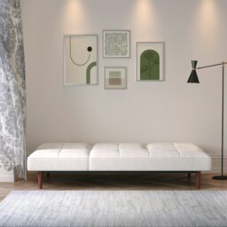 Rackhams Livingandhome Faux Suede 3 Seater Upholstered Sofa Bed with Wood Legs - Grey - thumbnail 3