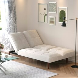 Rackhams Livingandhome Faux Suede 3 Seater Upholstered Sofa Bed with Wood Legs - Grey - thumbnail 6