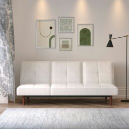 Rackhams Livingandhome Faux Suede 3 Seater Upholstered Sofa Bed with Wood Legs - Grey - thumbnail 2