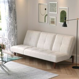 Rackhams Livingandhome Faux Suede 3 Seater Upholstered Sofa Bed with Wood Legs - Grey - thumbnail 4