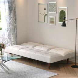Rackhams Livingandhome Faux Suede 3 Seater Upholstered Sofa Bed with Wood Legs - Grey - thumbnail 5