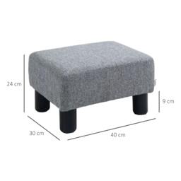 Rackhams Linen Fabric Footstool Ottoman Cube with 4 Plastic Legs, Grey - thumbnail 3