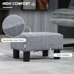 Rackhams Linen Fabric Footstool Ottoman Cube with 4 Plastic Legs, Grey - thumbnail 4
