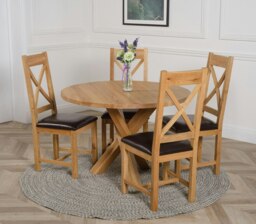 Rackhams Oregon Round Oak Dining Table with Berkeley Oak Chairs - 1 - Natural Oak - 4 chairs - thumbnail 6