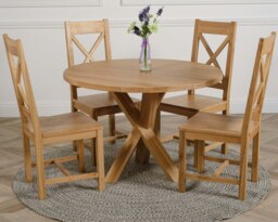 Rackhams Oregon Round Oak Dining Table with Berkeley Oak Chairs - 1 - Natural Oak - 4 chairs - thumbnail 2