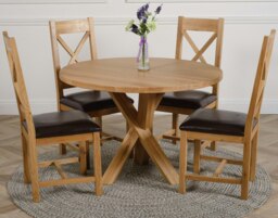Rackhams Oregon Round Oak Dining Table with Berkeley Oak Chairs - 1 - Natural Oak - 4 chairs - thumbnail 5