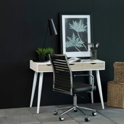 Rackhams Neptun 3 Drawer Desk in White with 3 Oak Drawers - 1 - White & Natural - 50 - thumbnail 6