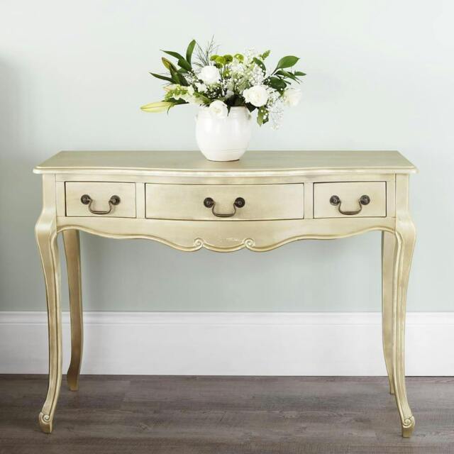 Rackhams Juliette Vintage Chic Dressing Table with Drawers - Gold - image 1