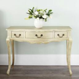 Rackhams Juliette Vintage Chic Dressing Table with Drawers - Gold - thumbnail 1