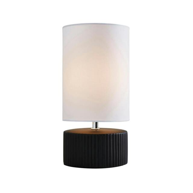 Rackhams Linden Black Ribbed Ceramic Table Lamp - image 1