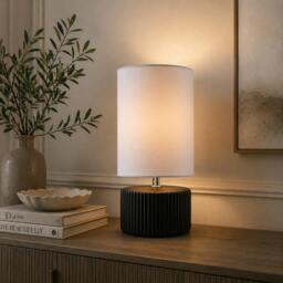 Rackhams Linden Black Ribbed Ceramic Table Lamp - thumbnail 2
