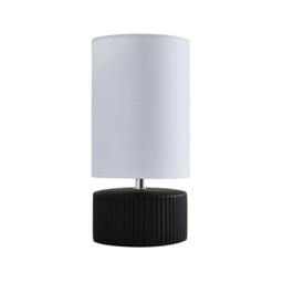 Rackhams Linden Black Ribbed Ceramic Table Lamp - thumbnail 3