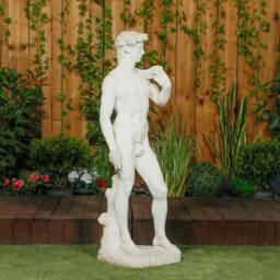 Rackhams White Stone Large David Garden Statue - thumbnail 5
