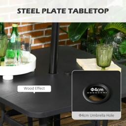 Rackhams Five-Piece Garden Dining Set, with Rattan Seat Chairs and Cushions - Black - thumbnail 5