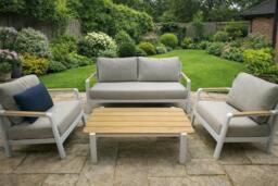 Rackhams Hampton 4-Seater Aluminium Garden Sofa Set - Modern Outdoor Furniture - thumbnail 1