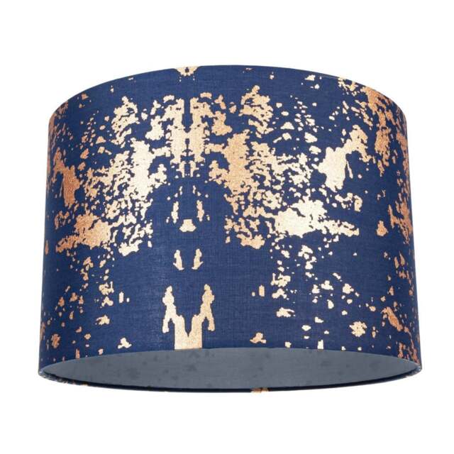 Rackhams Modern Navy Blue Cotton Fabric Shade with Copper Foil Decor for Table or Ceiling - image 1