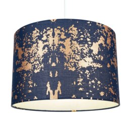 Rackhams Modern Navy Blue Cotton Fabric Shade with Copper Foil Decor for Table or Ceiling - thumbnail 2