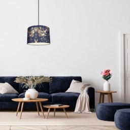Rackhams Modern Navy Blue Cotton Fabric Shade with Copper Foil Decor for Table or Ceiling - thumbnail 5